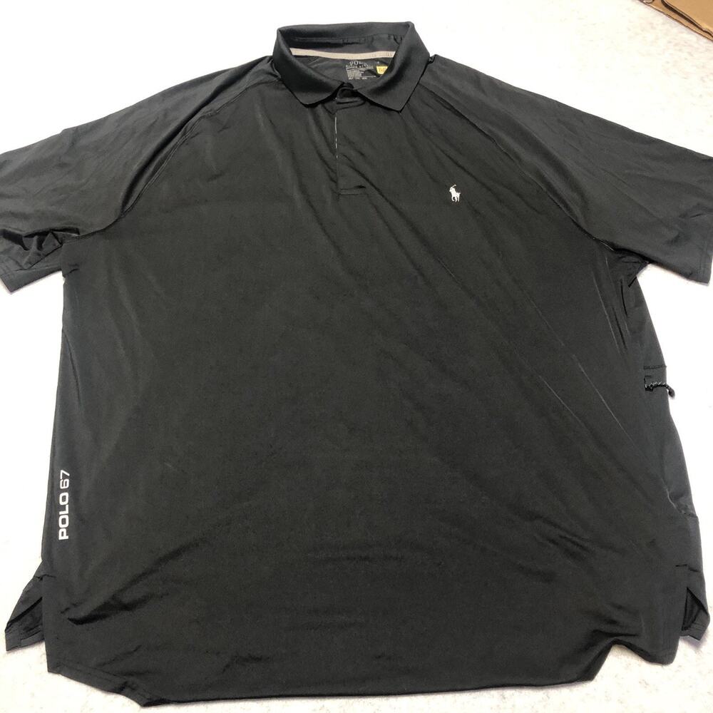 Polo Ralph Lauren Polo Shirt Mens 3XLT Black Performance Snap Short Sleeve